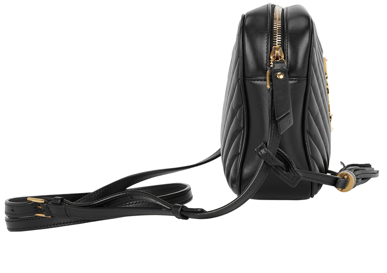 Lou Camera Bag, &pound;695, Handbags, Black, Leather, Side view